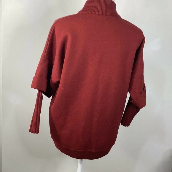 WOMENS Bocuse d'Or Sweater Tight Knit Burgundy Long Sleeve Fits M/L Pockets - Picture 8 of 10